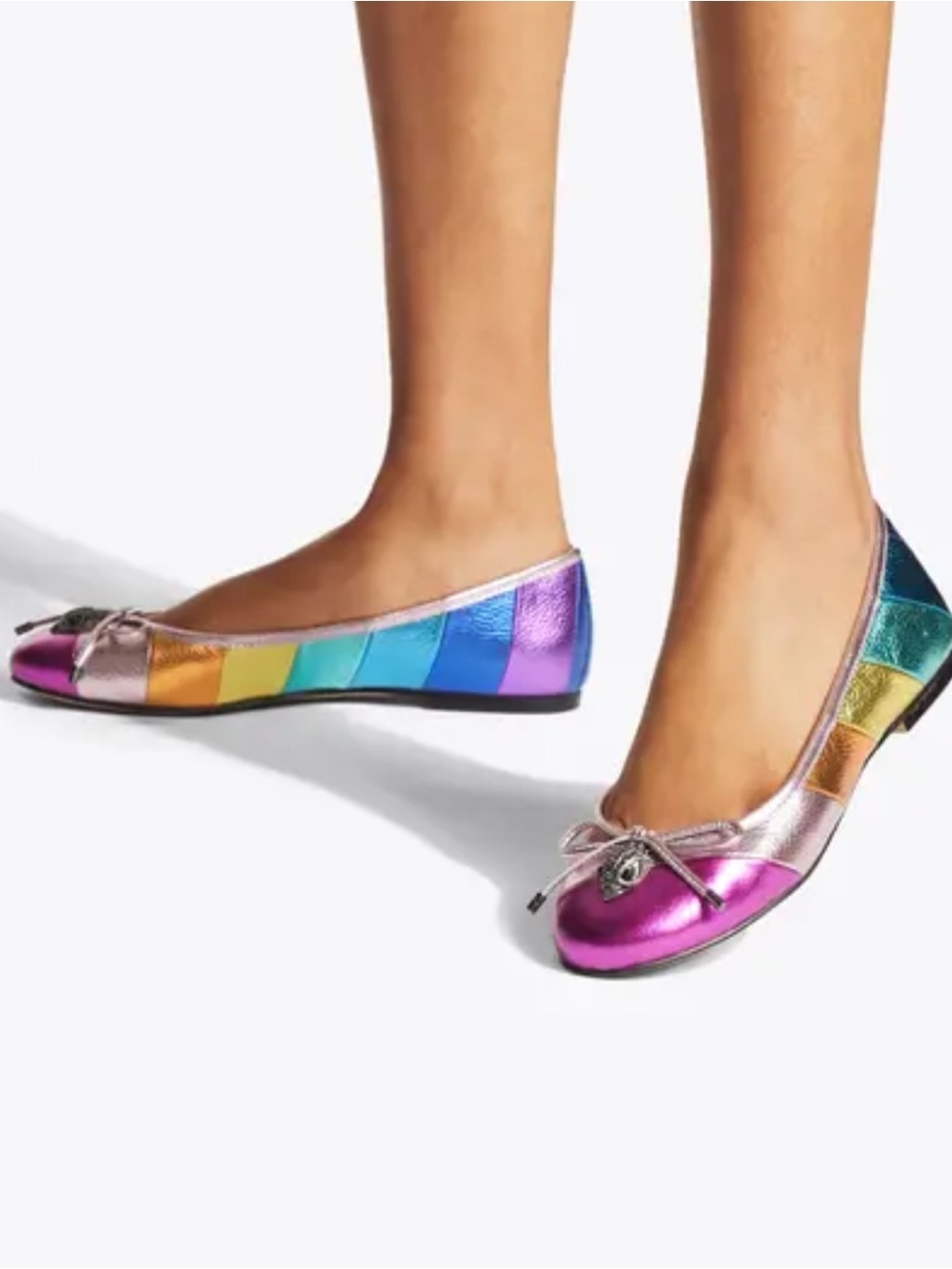 Kurt Geiger Metallic Fuchsia Pink Eagle-Embellished Ballet Flat size 36.5